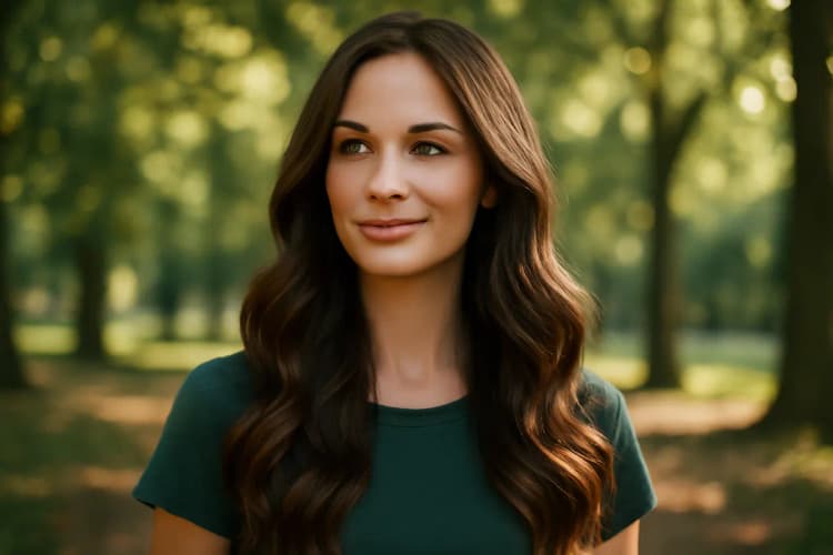 Mulher com cabelo vibrante e saudável, com a keyword "vitamina para cabelo" no texto alternativo